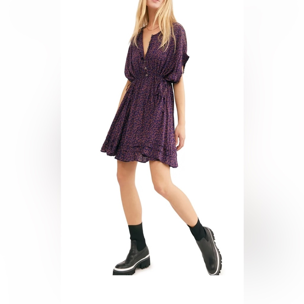 Free People One Fine Day Mini Dress Midnight Combo Size Small - Picture 2 of 5